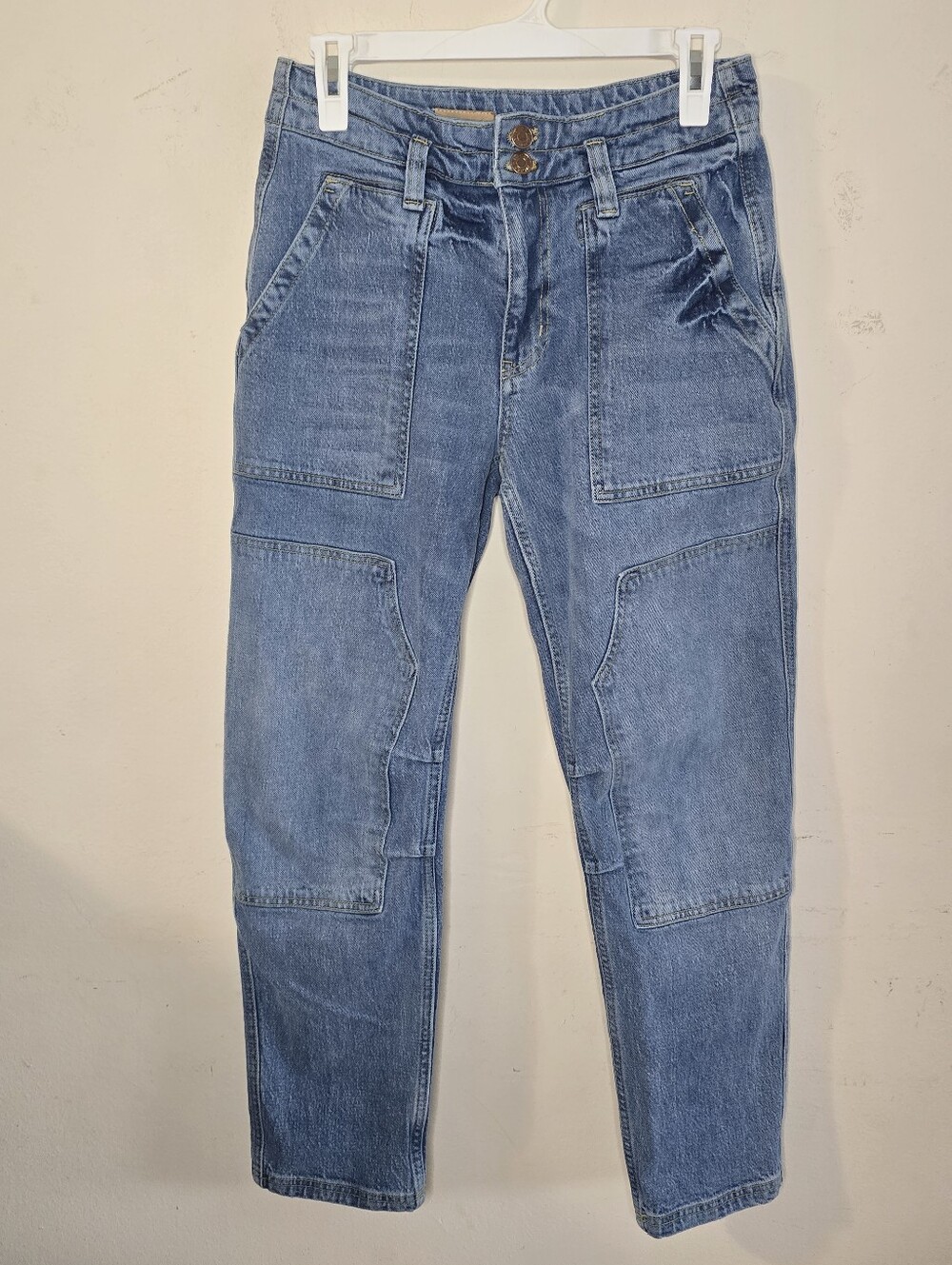 Pilcro The Wanderer Utility Carpenter Jeans Women's Size 27 Blue High Rise Ankle